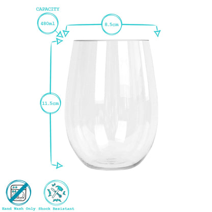 480ml Reusable Plastic Stemless Wine Glass