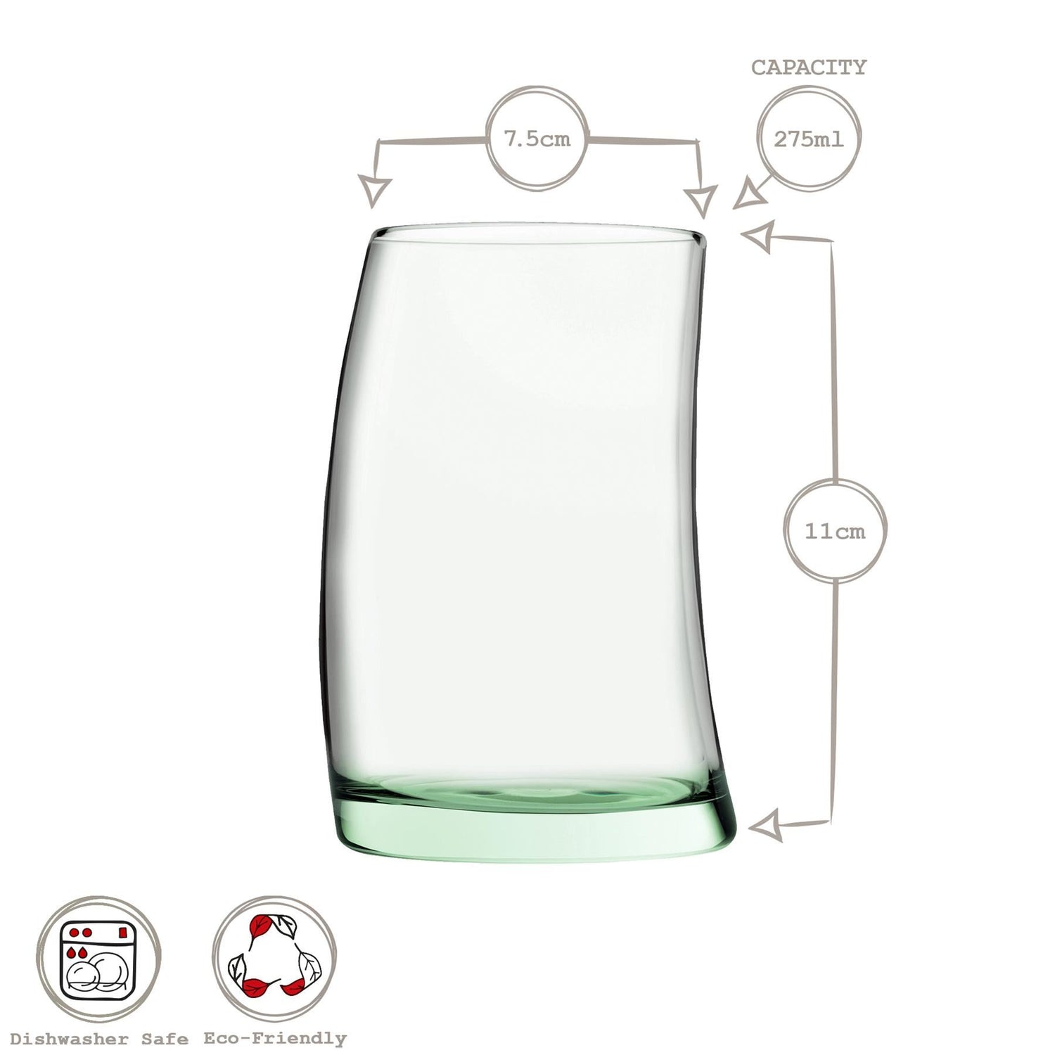 275ml Aware Penguen Recycled Glass Tumbler - Green