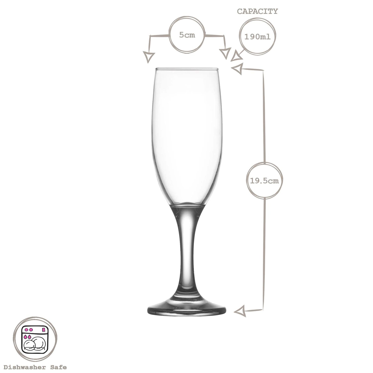 190ml Misket Glass Champagne Flute - Coloured Stem