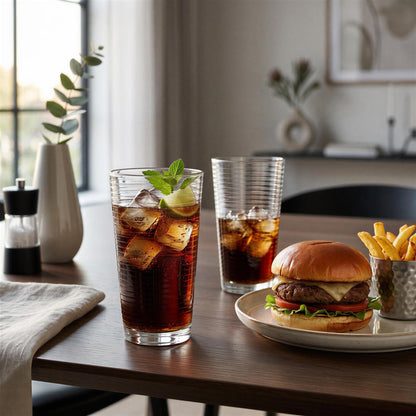 18 Piece Ribbed Glass Tumbler Set - 3 Sizes