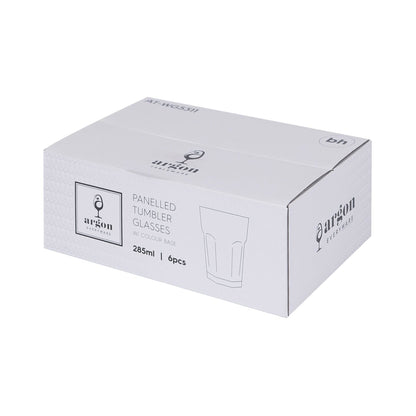 285ml Panelled Glass Tumbler with Coloured Base