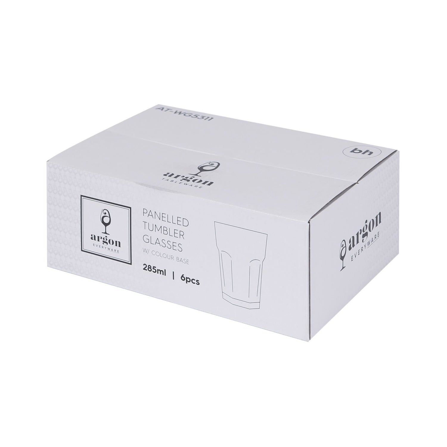 285ml Panelled Glass Tumbler with Coloured Base