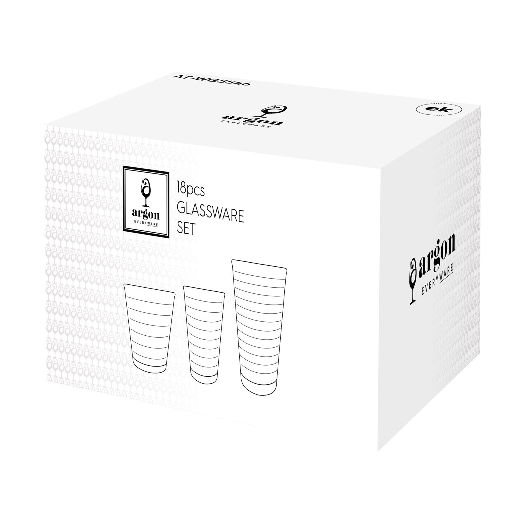 18 Piece Ribbed Glass Tumbler Set - 3 Sizes