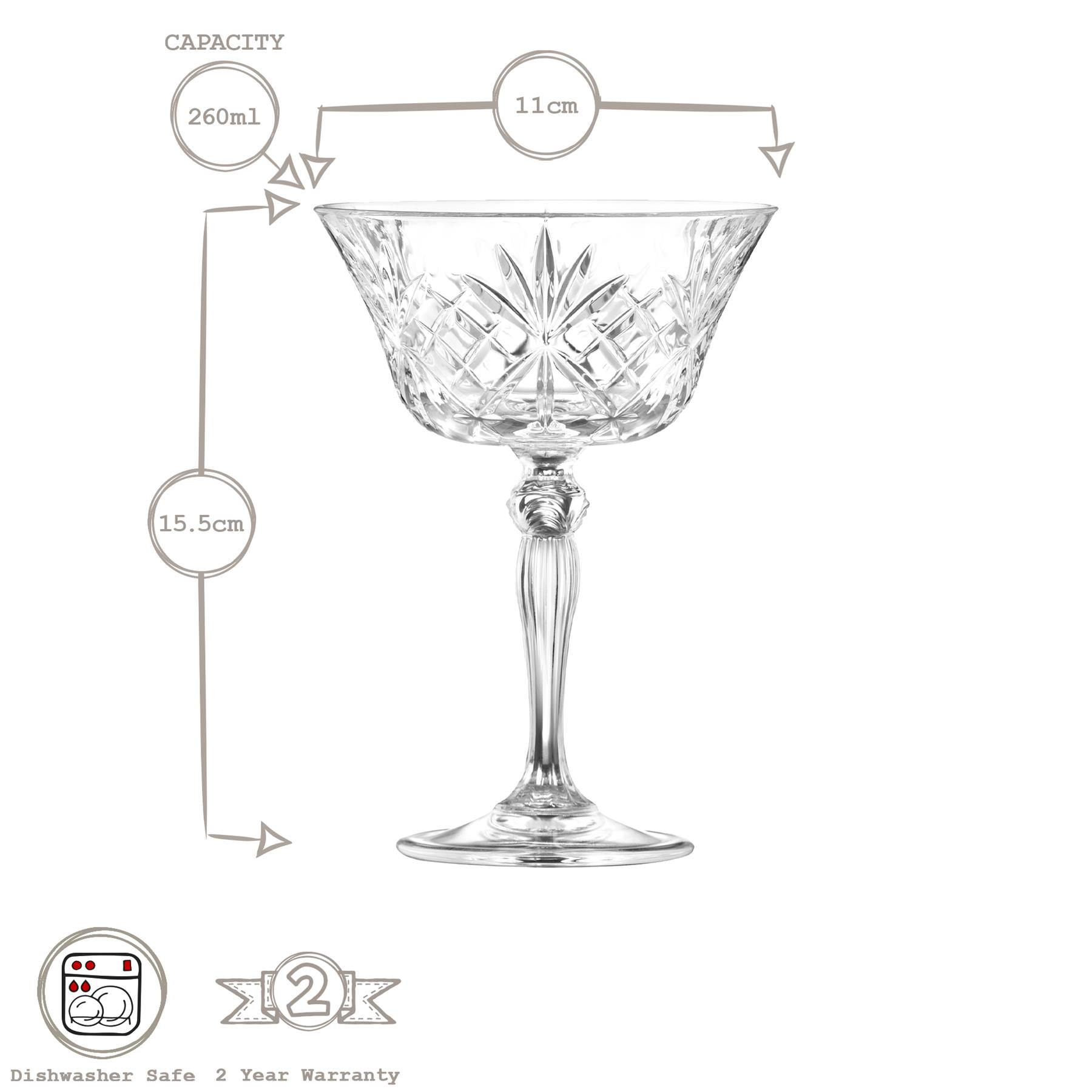 260ml Melodia Glass Champagne Saucer