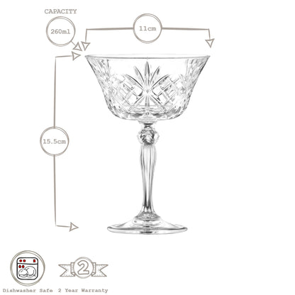 260ml Melodia Glass Champagne Saucer