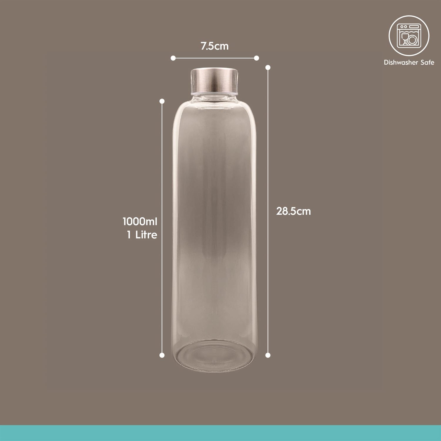 2 Piece 1L Glass Water Bottles Set