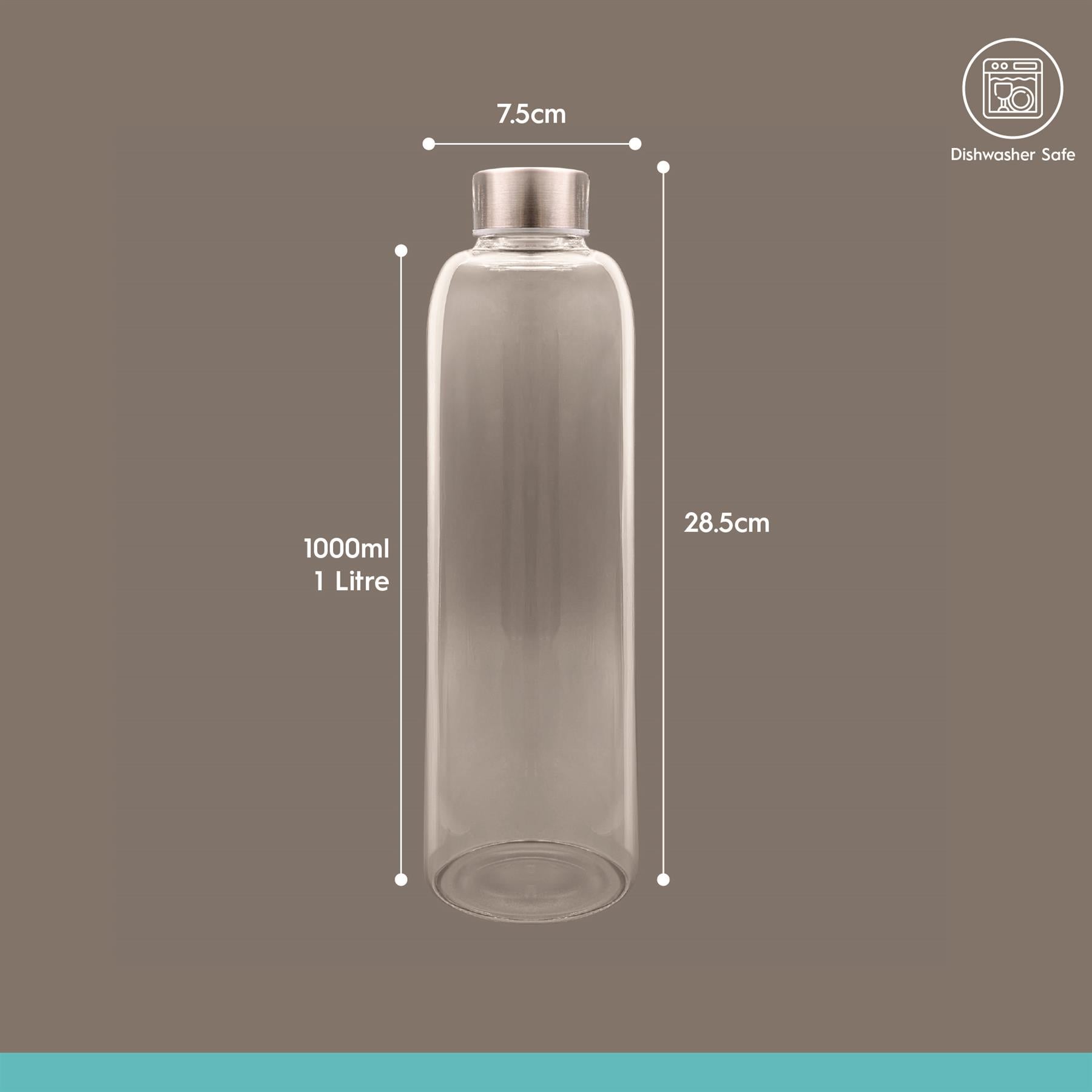 2 Piece 1L Glass Water Bottles Set