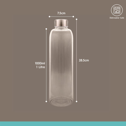 2 Piece 1L Glass Water Bottles Set