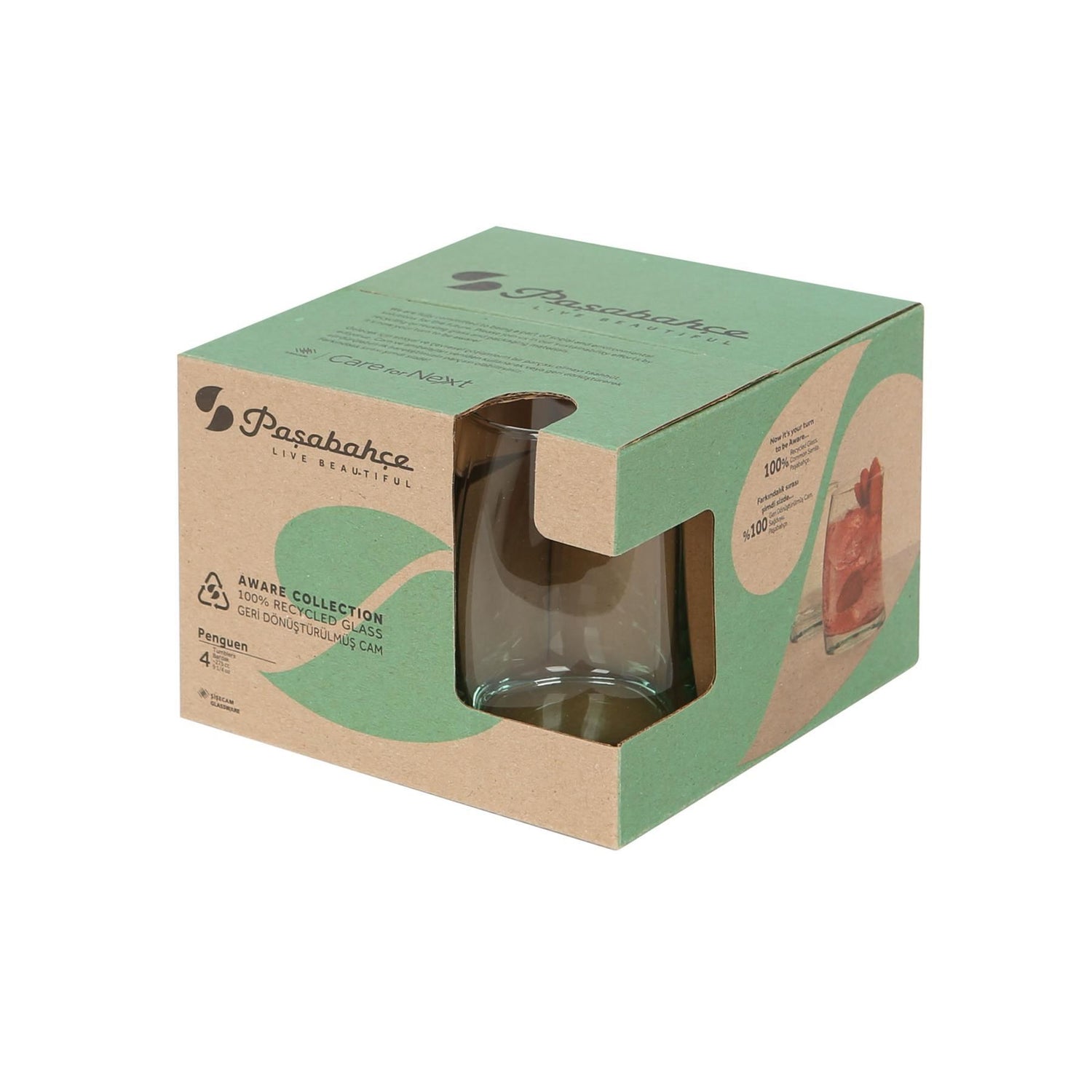275ml Aware Penguen Recycled Glass Tumbler - Green