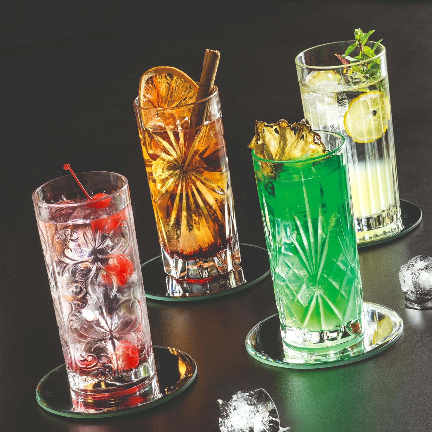 4 Piece 370ml Mixology Highball Glass Set