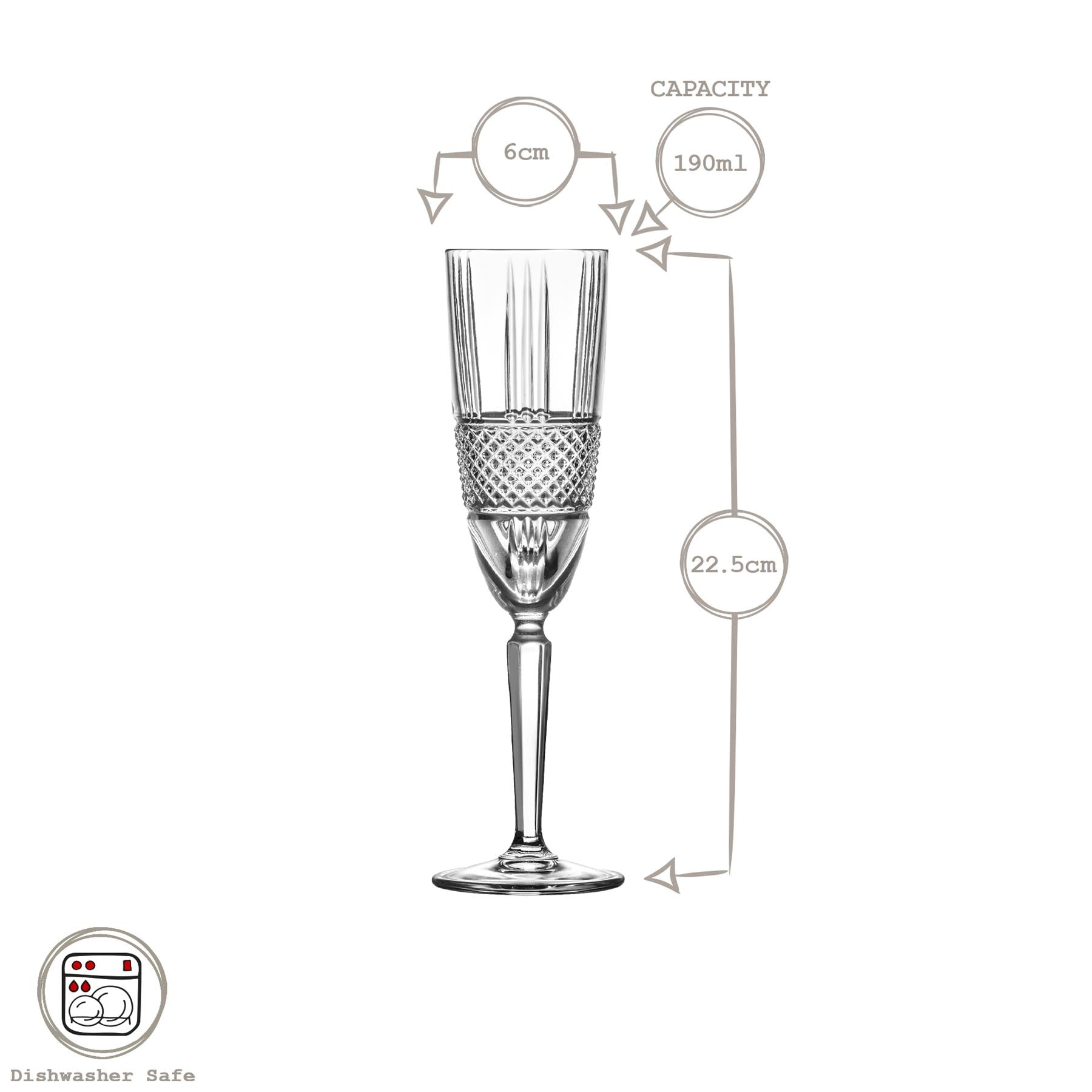 190ml Brillante Glass Champagne Flute