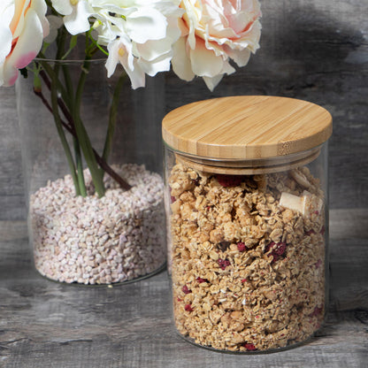 Scandi Glass Storage Jar with Wooden Lid - 750ml