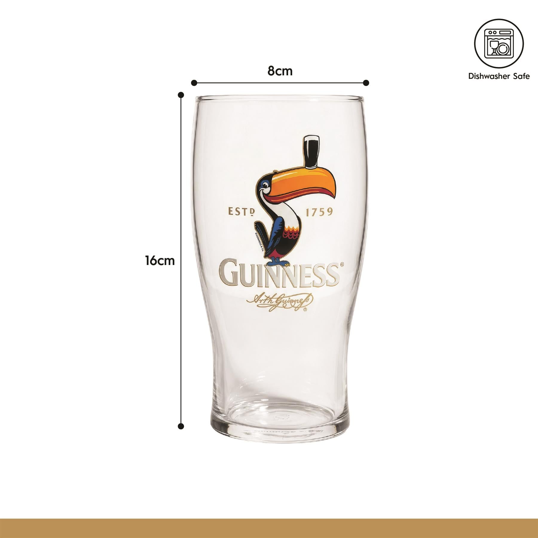 Guinness 2 Piece Toucan Pint Glass Set with Bottle Opener