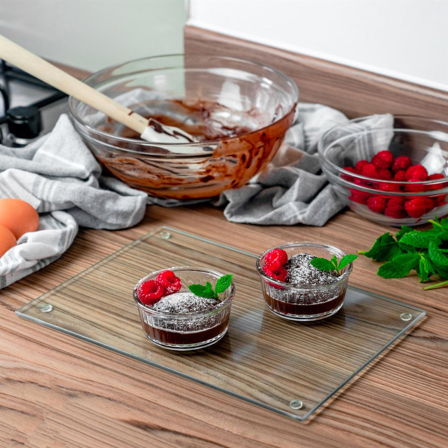 Rectangle Glass Chopping Board - 30cm x 20cm - Clear