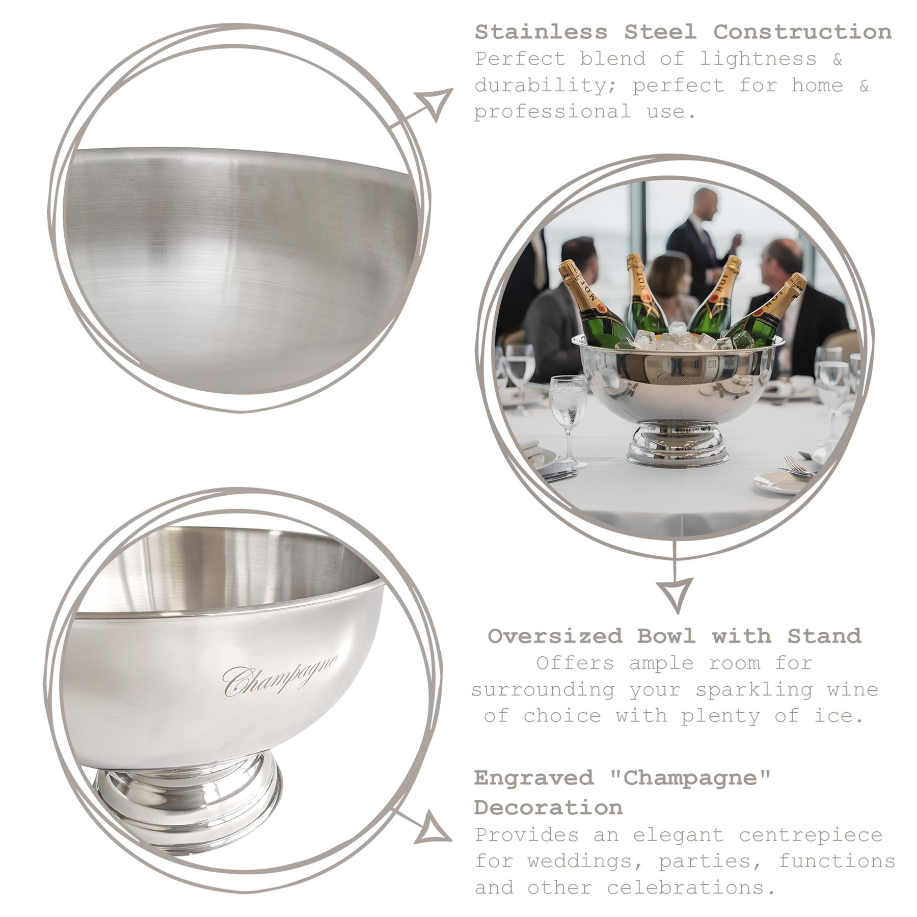 Stainless Steel Champagne Ice Bucket - 35cm - Engraved