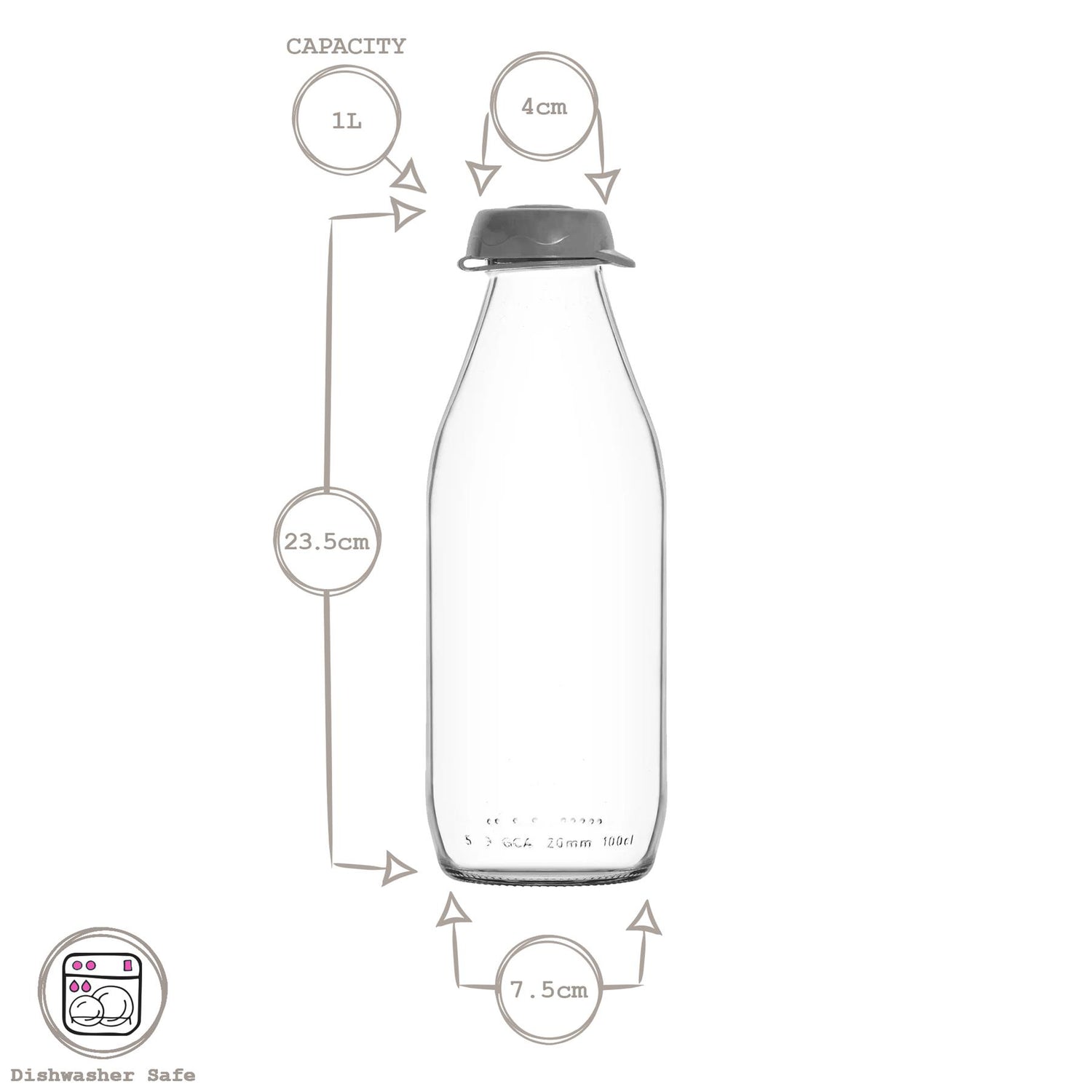 1 Litre Sute Glass Water Bottle with Silicone Lid