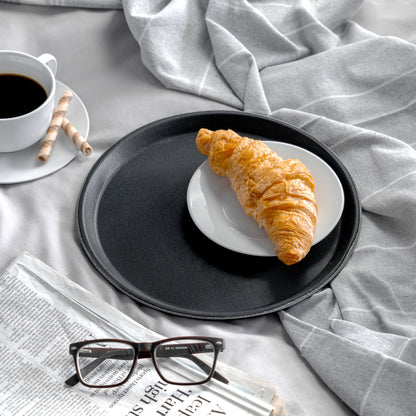 Black 28cm Round Non-Slip Serving Tray