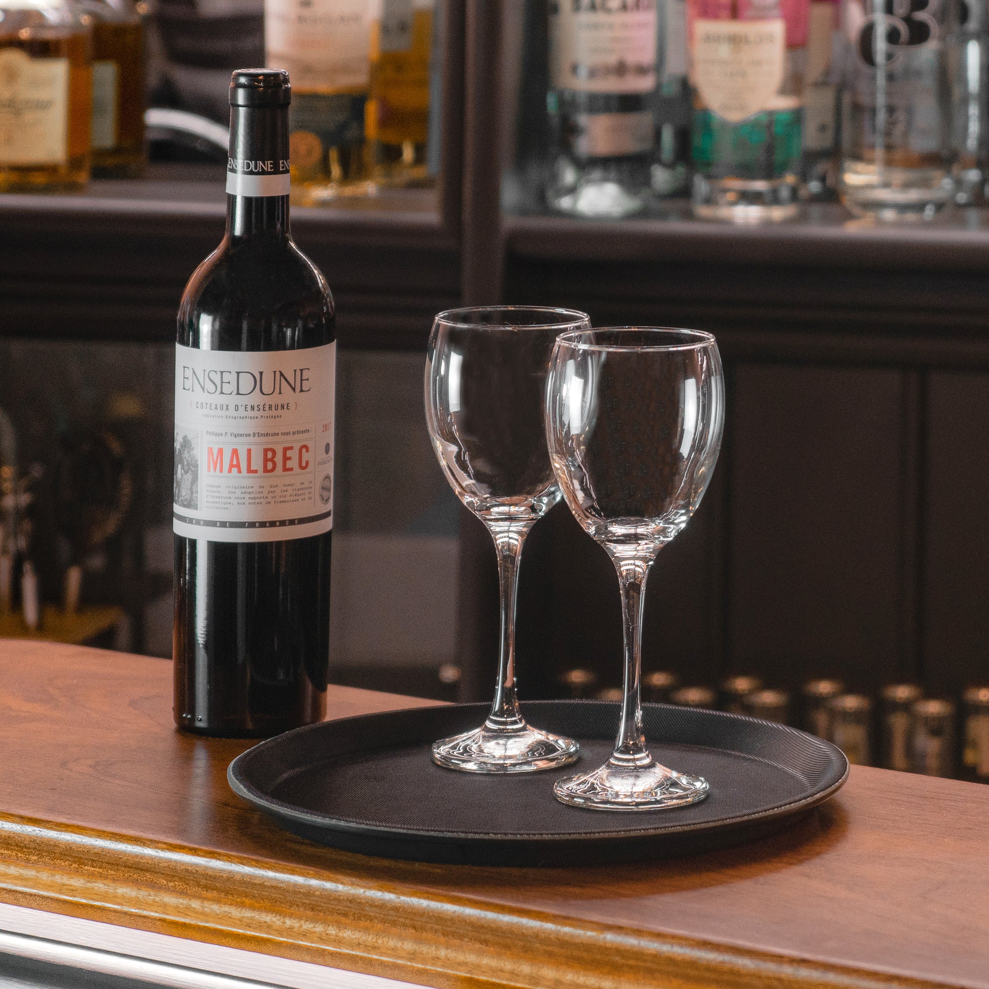 Black 28cm Round Non-Slip Serving Tray