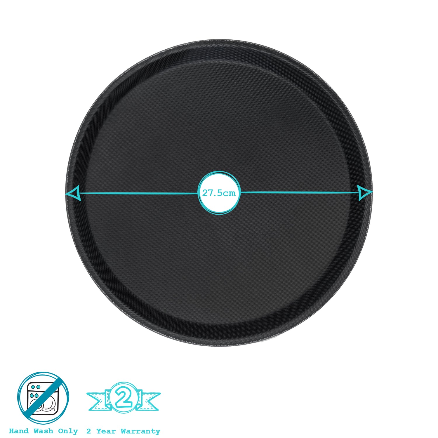 Black 28cm Round Non-Slip Serving Tray