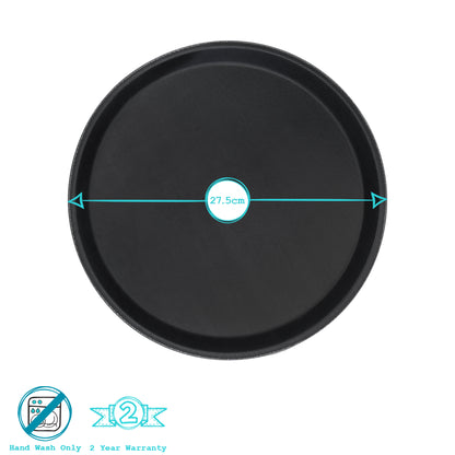 Black 28cm Round Non-Slip Serving Tray