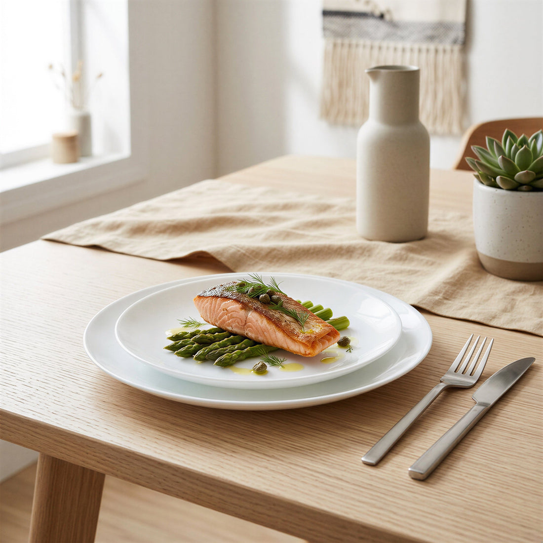 Round Opalware Buffet Dinner Plate - 22.5cm - White