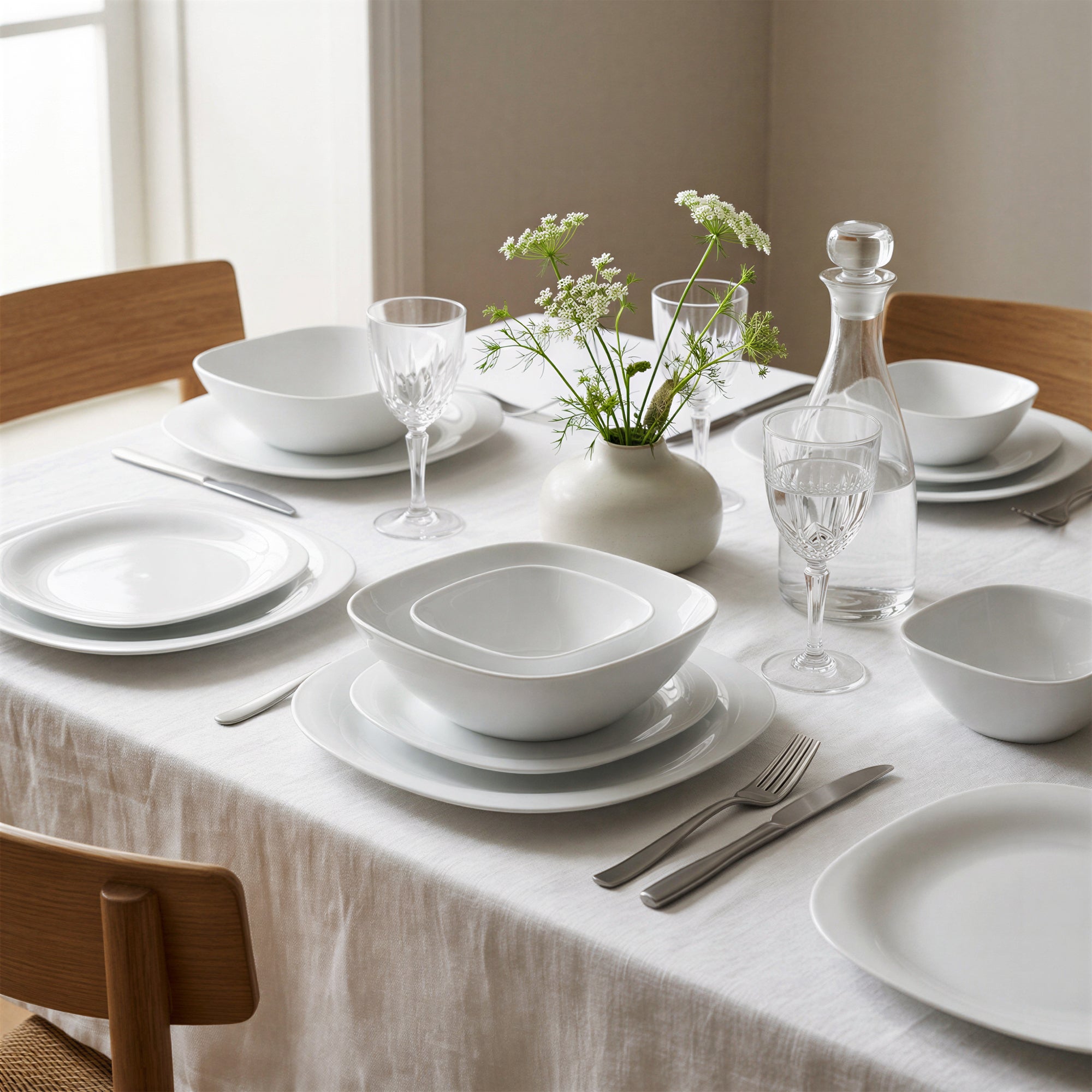 Square Opalware Dessert Plate - 20cm - White