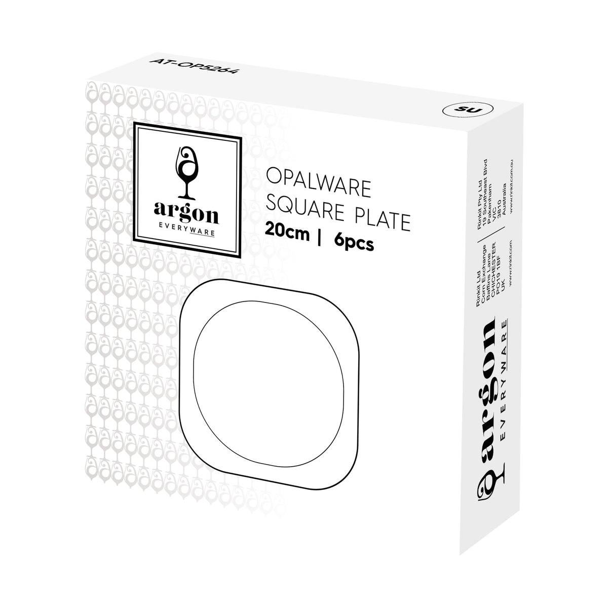 Square Opalware Dessert Plate - 20cm - White