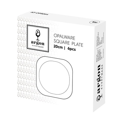 Square Opalware Dessert Plate - 20cm - White