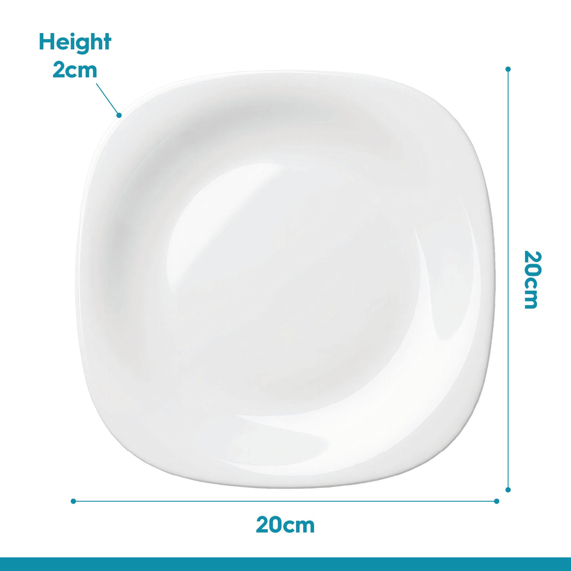 Square Opalware Dessert Plate - 20cm - White