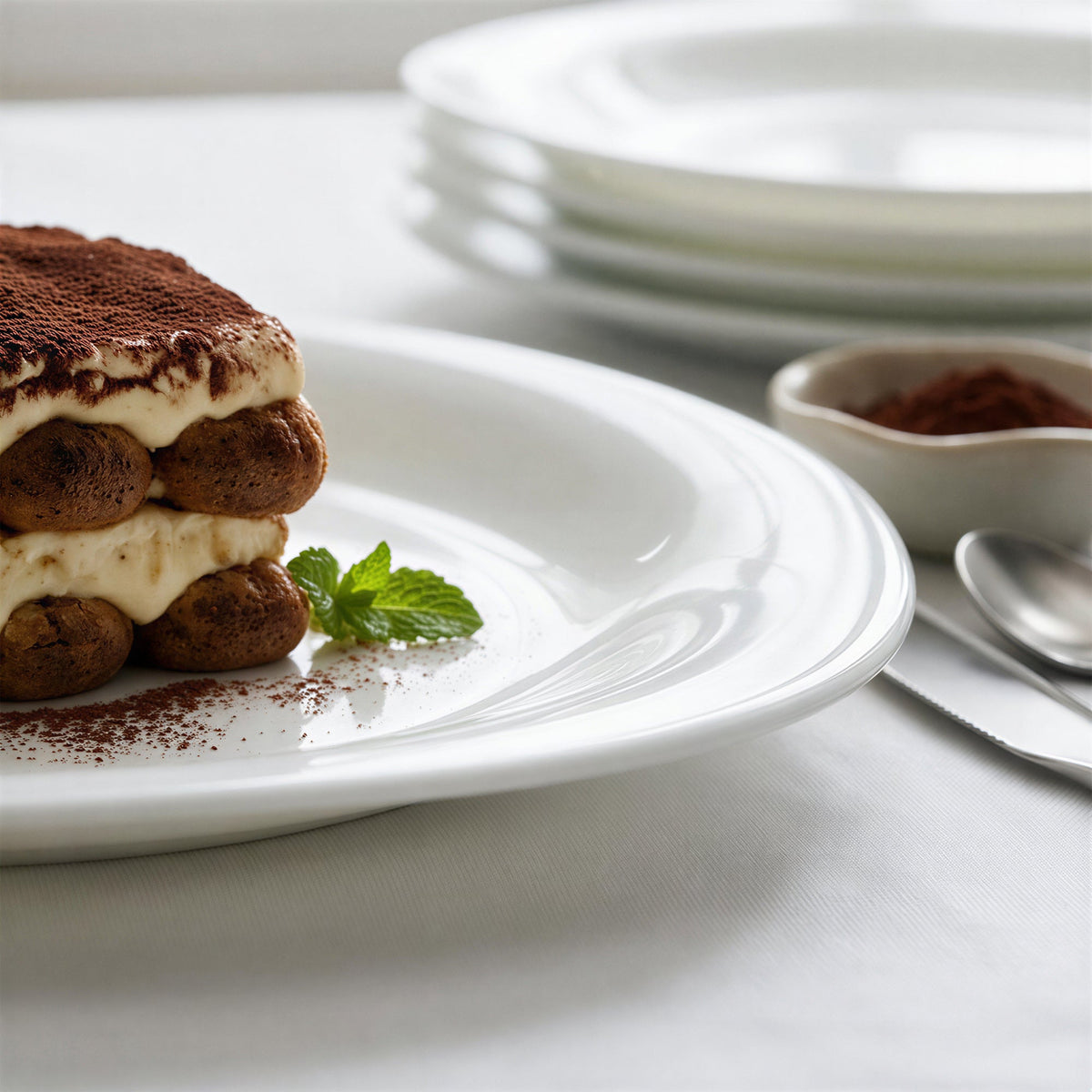 Square Opalware Dessert Plate - 20cm - White