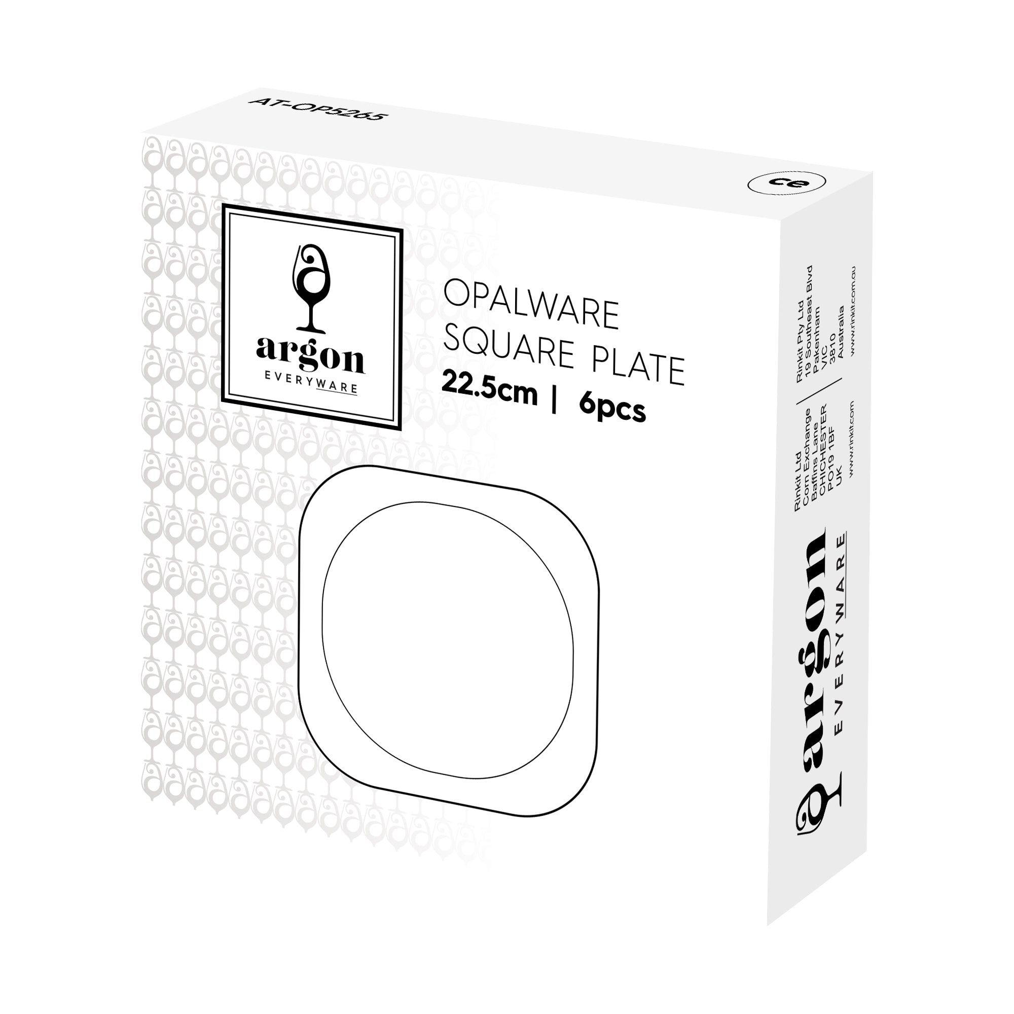Square Opalware Buffet Dinner Plate - 22.5cm - White