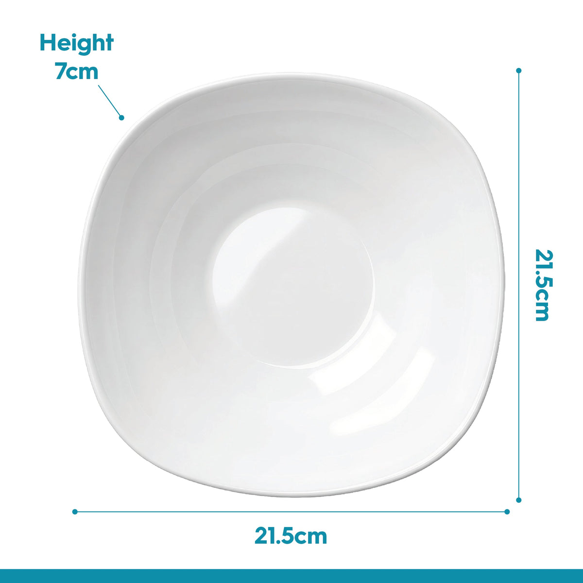 Square Opalware Pasta Bowl - 21cm - White