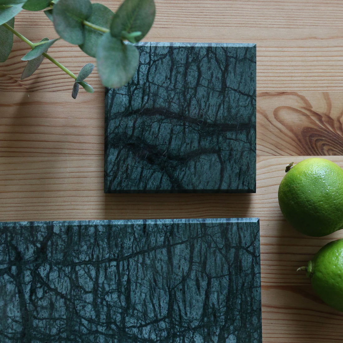 Square Marble Coaster - 10cm - Green