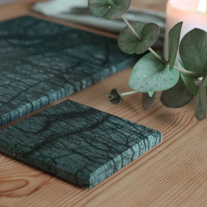 Square Marble Coaster - 10cm - Green