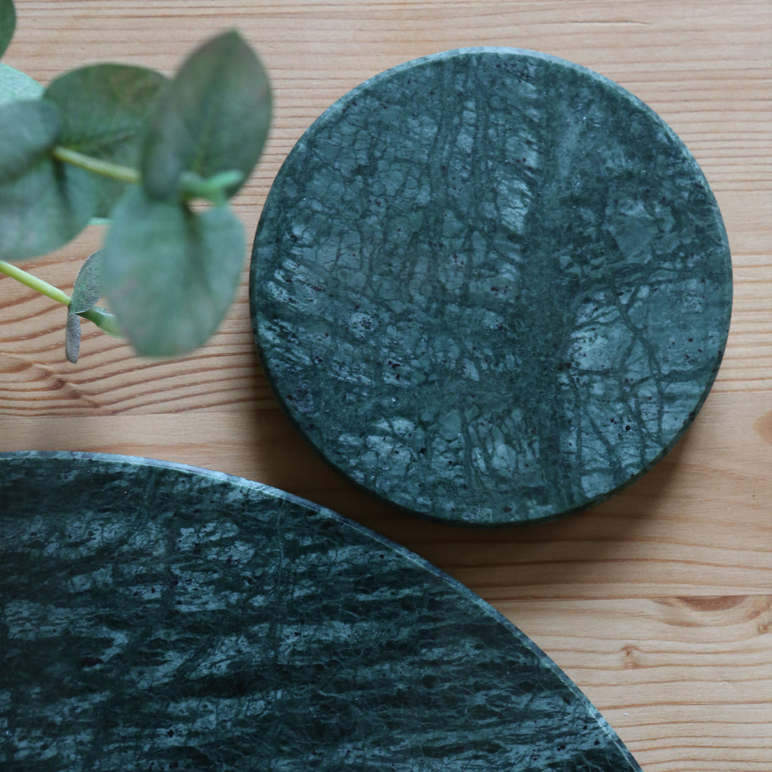 Round Marble Coaster - 10cm - Green