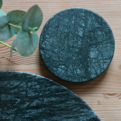 Round Marble Coaster - 10cm - Green