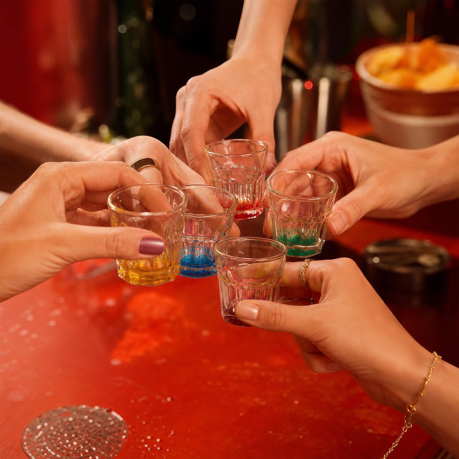 55ml Panelled Shot Glass with Coloured Base