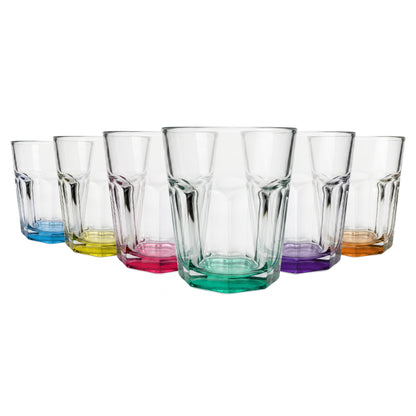 285ml Panelled Glass Tumbler with Coloured Base