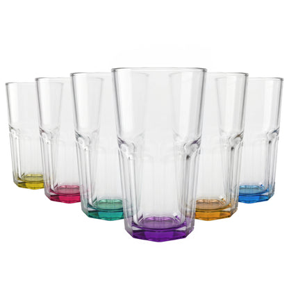 400ml Panelled Highball Glass with Coloured Base