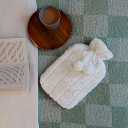 Plush Hot Water Bottle Cover - 20cm - Cream