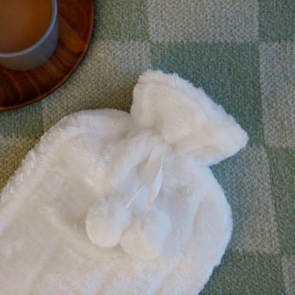 Plush Hot Water Bottle Cover - 20cm - Cream