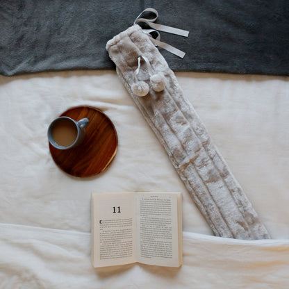 Long Hot Water Bottle Cover - Plush - Dark Grey