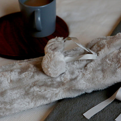Long Hot Water Bottle Cover - Plush - Dark Grey
