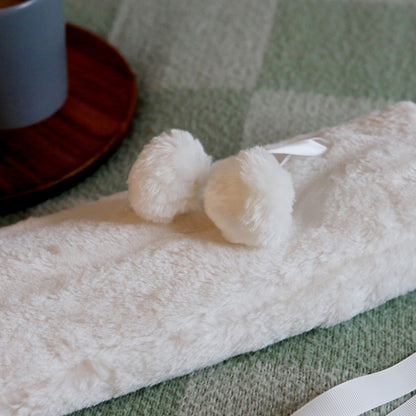 Long Hot Water Bottle Cover - Plush - Cream