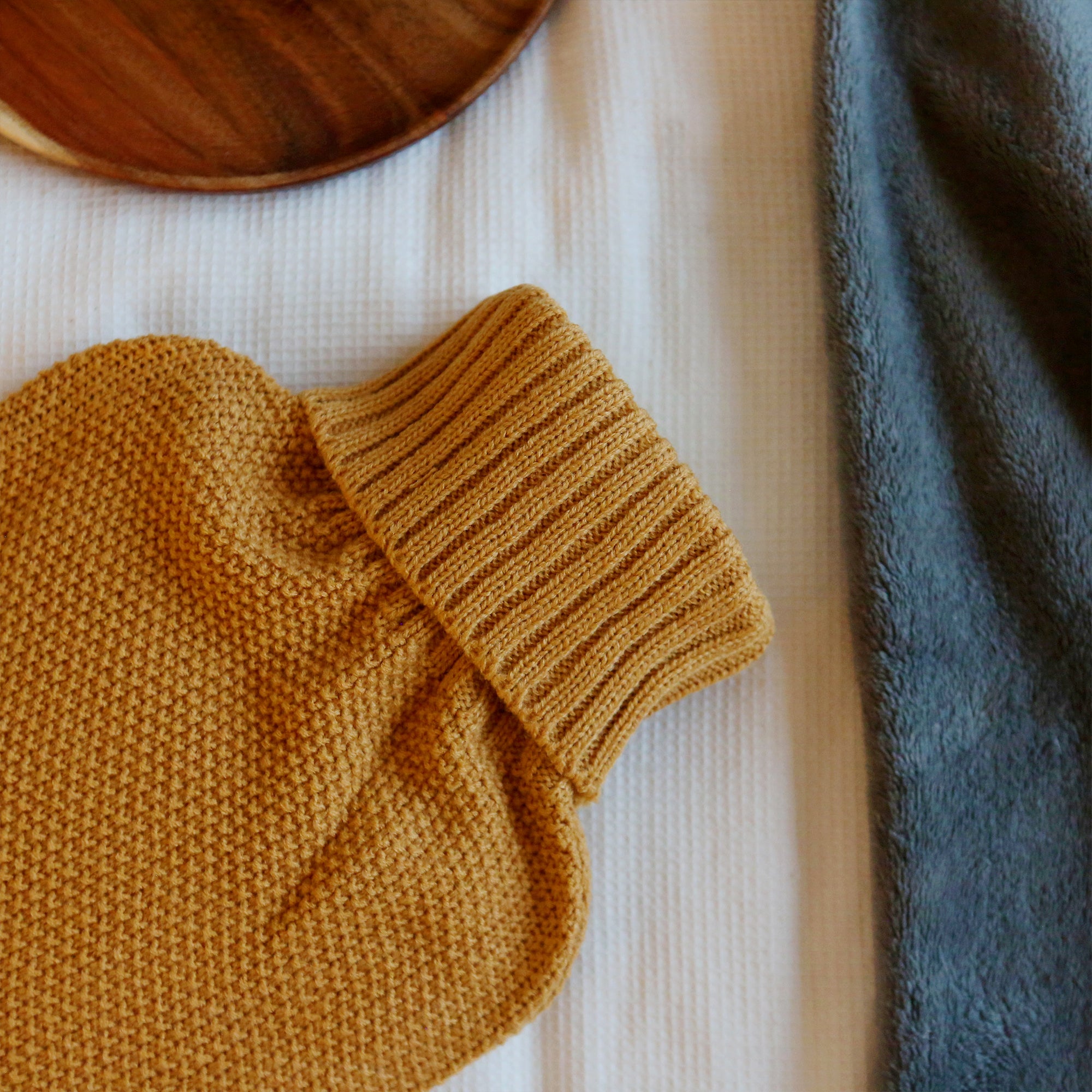 Hot Water Bottle Cover - Knitted - Mustard