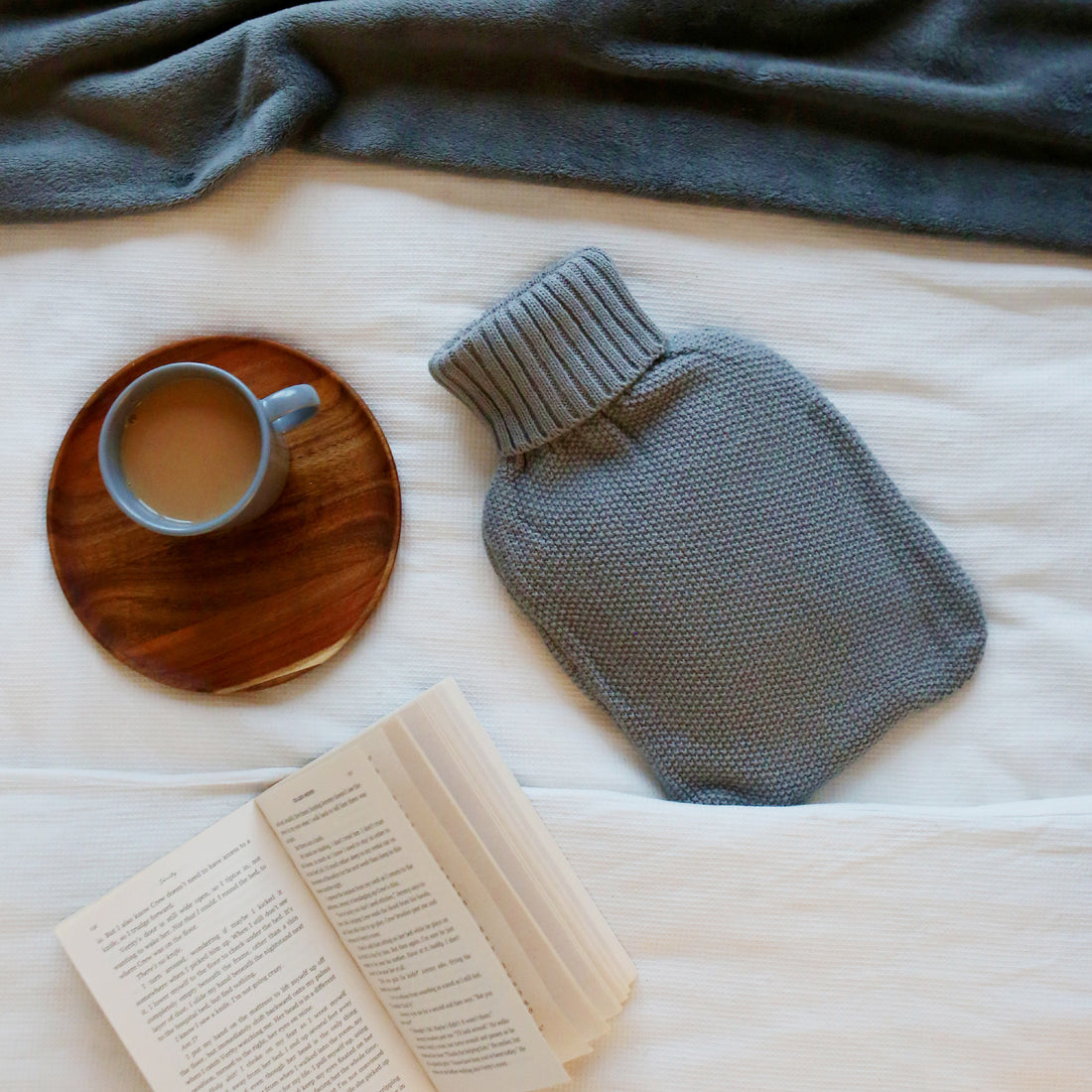Hot Water Bottle Cover - Knitted - Grey