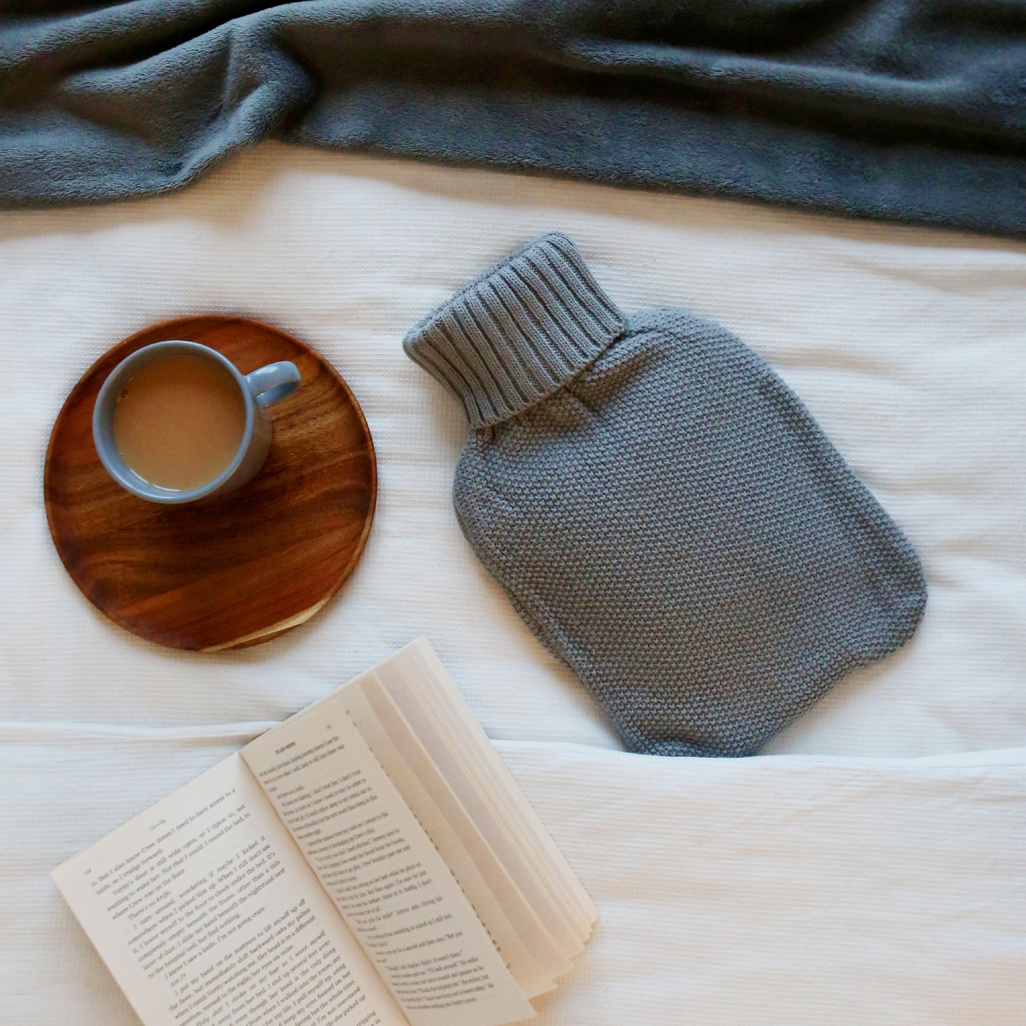 Hot Water Bottle Cover - Knitted - Grey