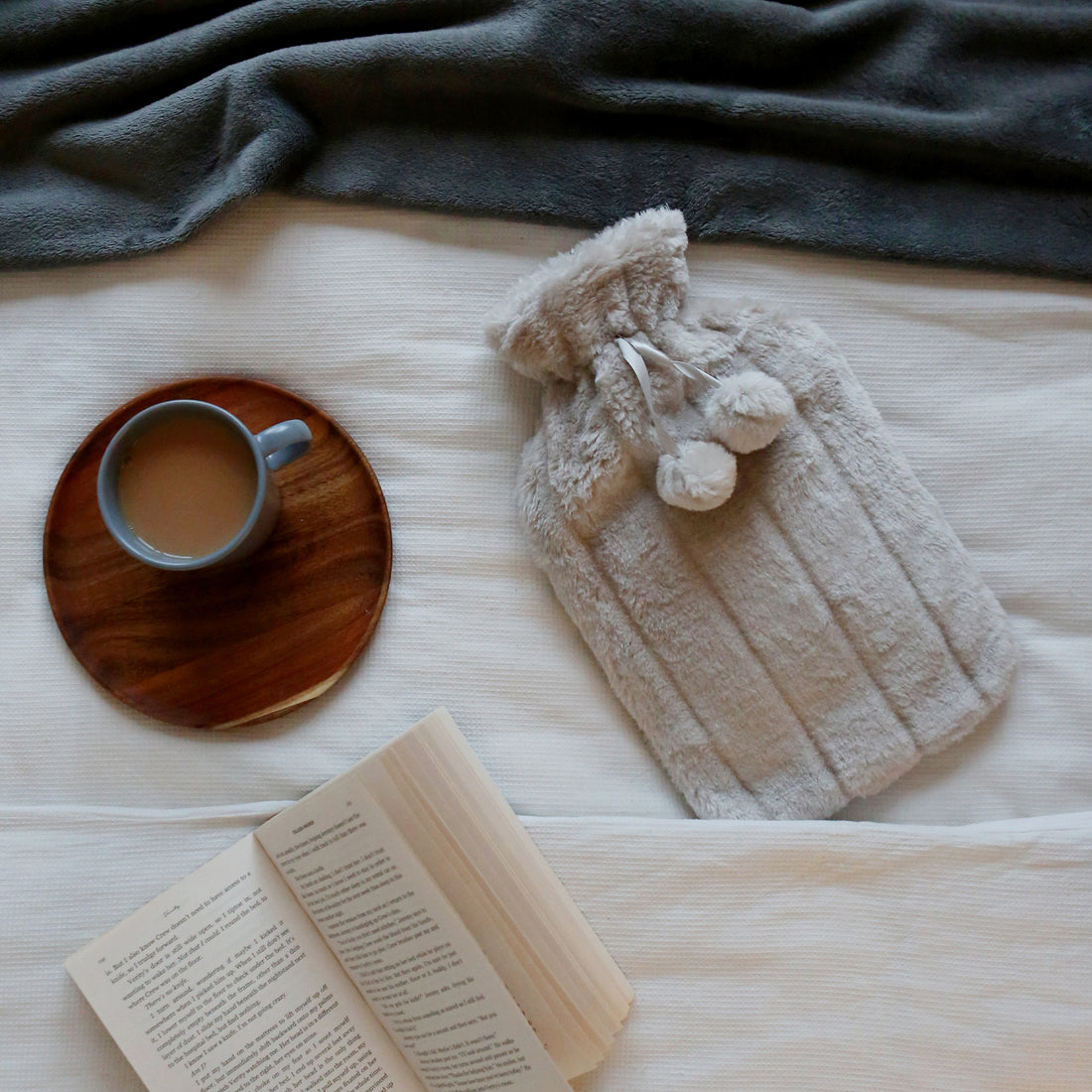 Hot Water Bottle Cover - Plush - Grey