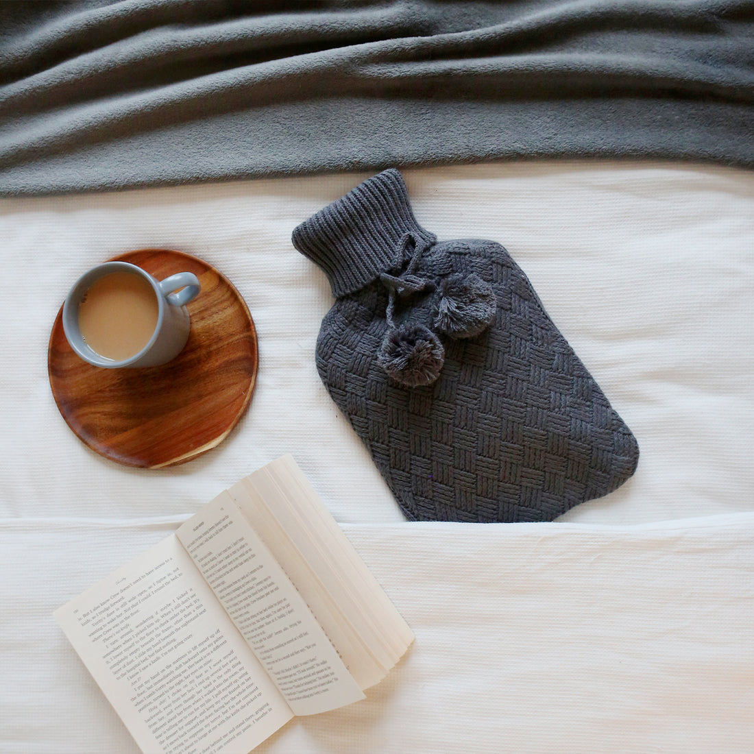 Hot Water Bottle Cover - Knitted - Dark Grey