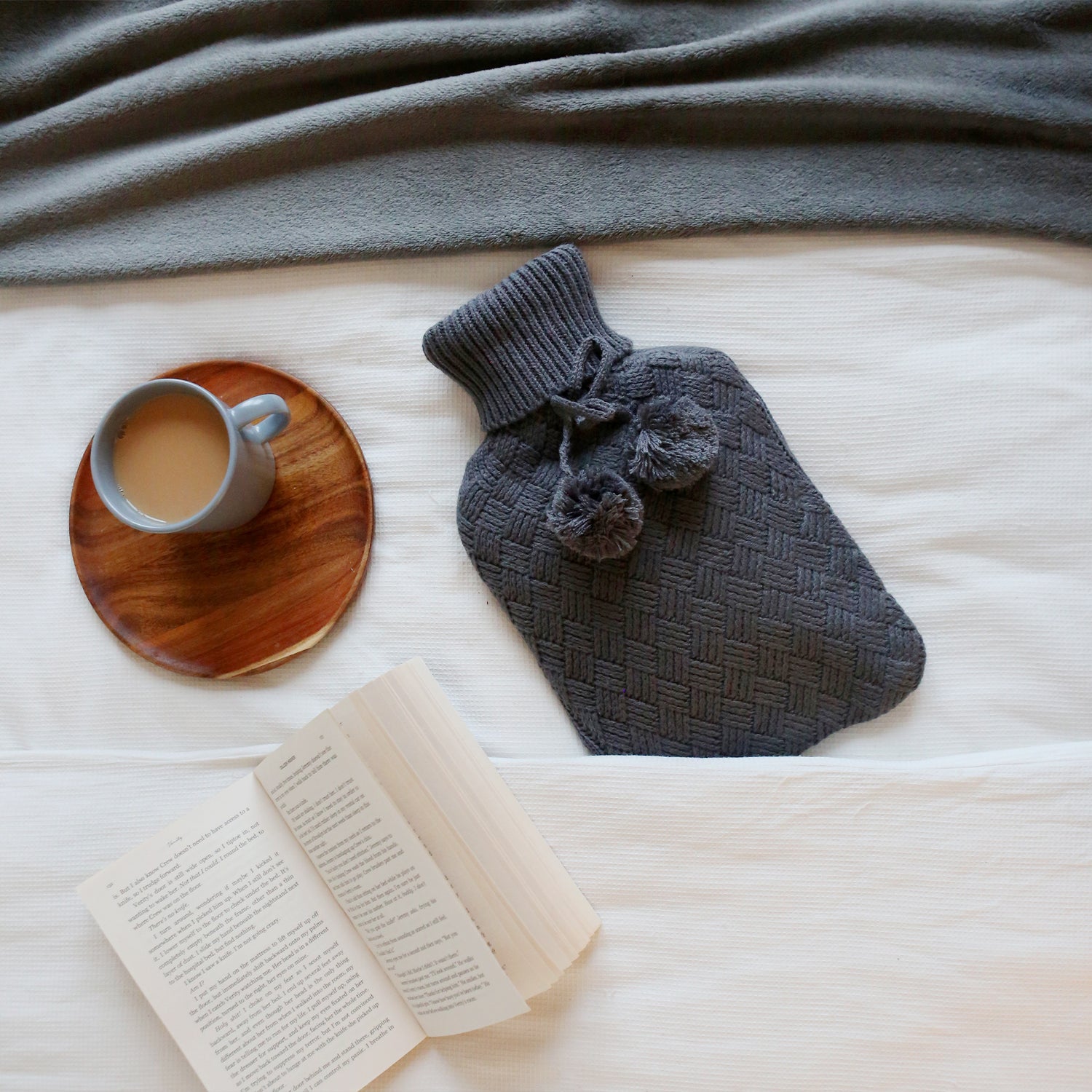 Hot Water Bottle Cover - Knitted - Dark Grey